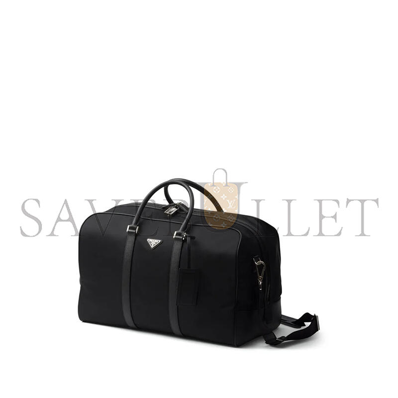Pra*a re-nylon and saffiano leather tote travel bag 2vc013 (55*33*27cm)